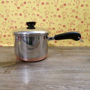 REVERE WARE Vintage 2 Qt Stainless Saucepan Copper Bottom, Rome NY, USA